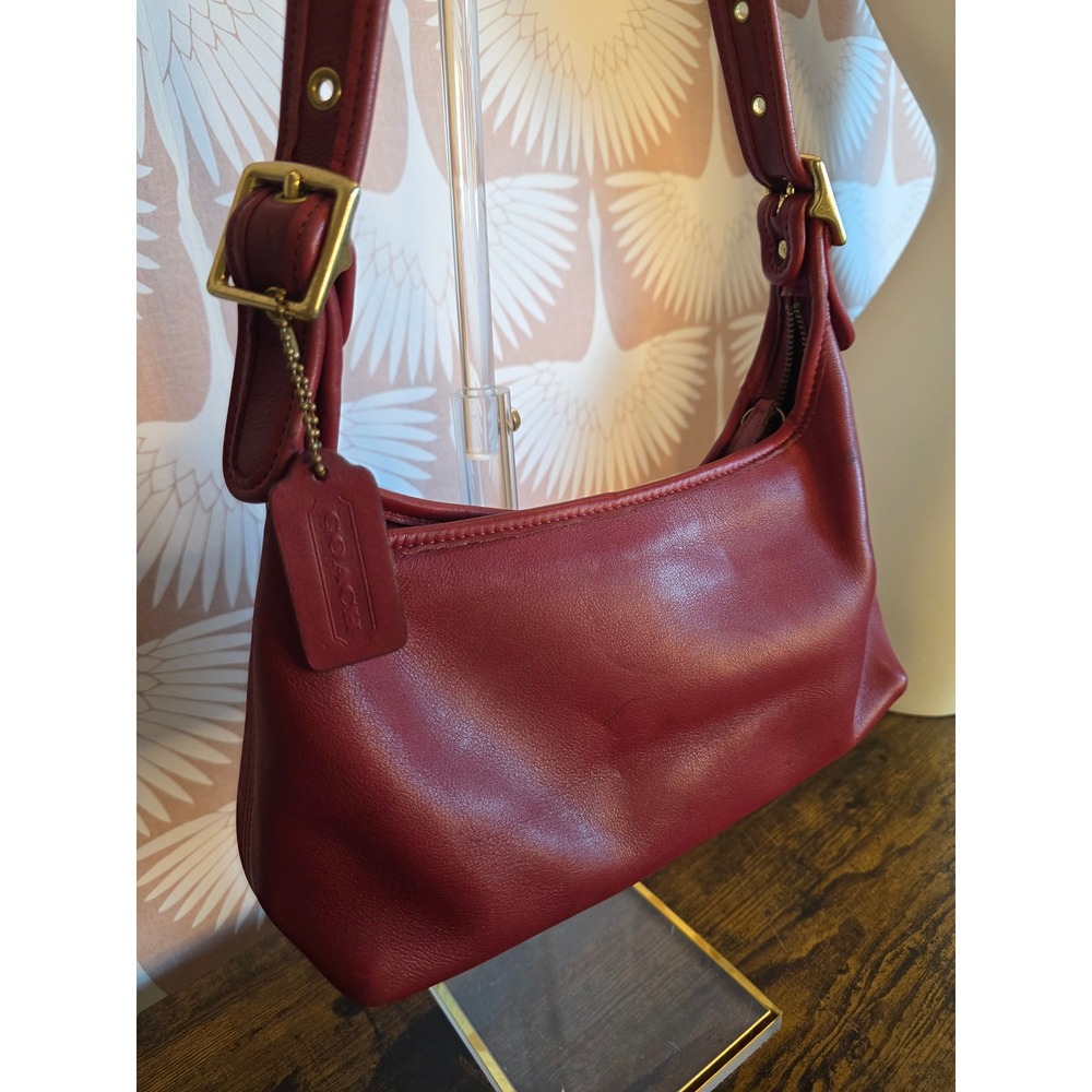 COACH Vintage Shoulder Hobo Bag Red Leather 9059 USA Made Authentic